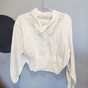 NWT Free People ivory creme pullover lace